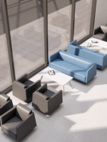 Ensemble de canapés de bureau sectionnels modernes en tissu écologique pour le bureau à domicile et le salon