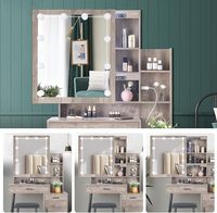 Coiffeuse Phoenix Home OEM, best-seller, ensemble de coiffeuse antique, bois gris PB, coiffeuse