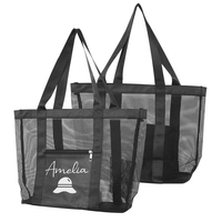 Sac fourre-tout en maille bleue personnalisable de haute qualité avec logo imprimé sur mesure 2026 – Sacs de plage d'été en nylon pour femmes