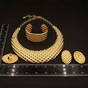 Set di Gioielli Placcati Oro Italiano Zhuerrui, <span class=keywords><strong>Alta</strong></span> Qualità, Stile Brasiliano, Collana, Bracciale, Catena, Set H00541 - Product Image 4