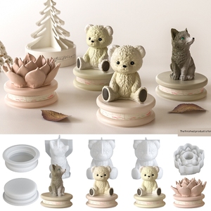 Nuove Idee Fai da Te Eco-Friendly Aromaterapia <span class=keywords><strong>Orsetto</strong></span> Volpe Seduta Lupo Animale Succulente Fiore Candela Stampo in Silicone Strumenti per Torte - Product Image 1