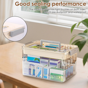 Multi-layer Rectangle Medicine <b>Box</b> Home Use Large-Capacity Portable Transparent PET Sealed Divided Storage <b>Box</b> - Product Image 5