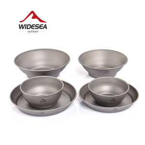 Ensemble de bols et d'assiettes de camping en titane Widesea, légers et portables, vaisselle de plein air pour la randonnée et le trekking - Product Image 1