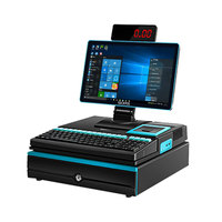 Mesin kasir POS sistem POS layar sentuh, mesin pencetak uang tunai semua dalam satu 15.6"