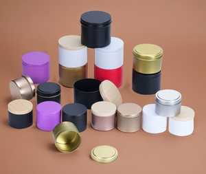 Boîtes cylindriques en fer blanc colorées personnalisées pour la vente en gros, 2oz, 4oz, 6oz, 8oz, pots à bougies de Noël vides, contenants décoratifs dorés - Product Image 6