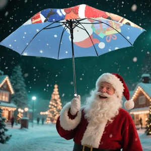 Paraguas de Golf Automático de Apertura Rápida, Resistente al Viento, de 62 Pulgadas, con Diseño Festivo de Elementos Navideños, para Regalo Navideño - Product Image 5