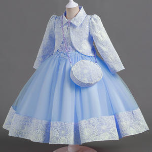 White Jacquard Fabric Children Christmas Prom Gown Frock <strong>Kids</strong> Birthday Party Clothing Set Flower Girls <strong>Wedding</strong> <strong>Dresses</strong>+Bag+Coat - Product Image 4