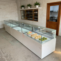 Réfrigérateur à gâteaux panoramique en verre sur mesure, nouveau design, vitrine réfrigérée pour pâtisserie, présentoir à gâteaux, réfrigérateur sans buée, base en marbre