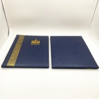 Couverture de certificat en cuir PU A4 avec logo personnalisé en similicuir bleu marine dossier de diplôme d'études graduées pour cadeau