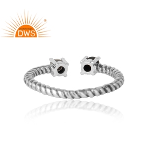 Bague en argent sterling indien au design antique, avec labradorite et onyx noir, bijoux en pierres précieuses, vente en gros - Product Image 4