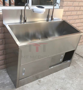 Fregadero MT MEDICAL de acero inoxidable 304, lavabo doble para lavar a mano, lavabo con Sensor automático o Pedal - Product Image 2