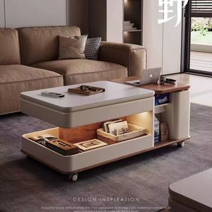 Modern <b>Coffee</b> <b>Table</b> With Storage Height Adjustable Movable Living Room Furniture Nordic Style <b>Small</b> Apartment Use - Product Image 1
