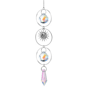 แหล่งที่มาชุดสีเงินแบบตีระฆังลมคริสตัลรูปดาวดวงจันทร์ที่ดักแสงแดดเครื่องประดับแบบแขวนของขวัญวันเกิดเด็กกระดิ่งลม - Product Image 5