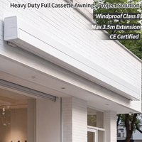 Auvent pliant en alliage d'aluminium 6063, cassette intégrale, pour balcon extérieur, résistant au vent et à l'eau, robuste, carré, télécommande