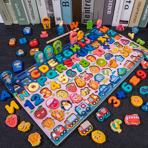 Jouet éducatif en bois Montessori en gros : Puzzle d'alphabet, de chiffres et de formes pour la maternelle (4-6 ans) - Product Image 1