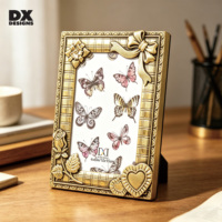 Cadre photo en résine DX Designs 4x6, or vintage avec détail nœud et cœur, cadre romantique pour chambre de fille et décoration de coiffeuse