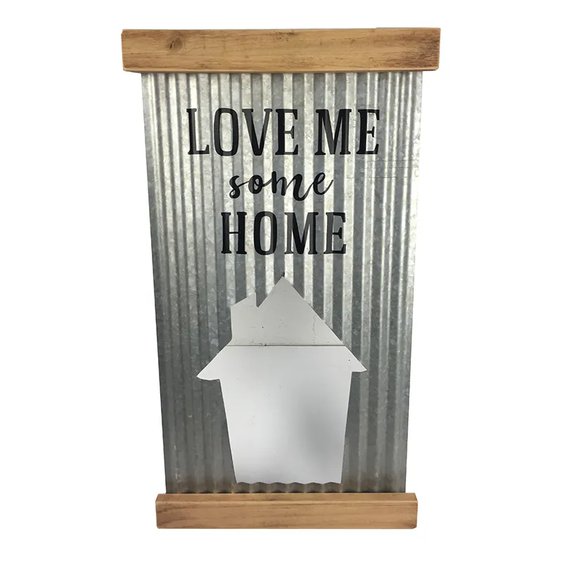 Décorations en bois personnalisables plaque murale en métal "love me some home" avec découpe en forme de maison pour la décoration intérieure