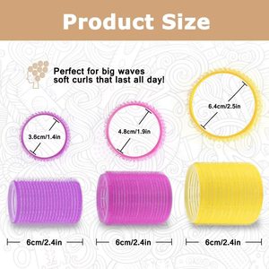Venta Directa de Fábrica: Set de 18 Varillas Frías de Plástico para Peinado, 3 Tamaños, Autoadherentes con Peine y Pasadores - Product Image 2