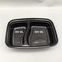 Boîte Bento jetable en plastique à emporter avec 2 compartiments, lot de 150, 30 oz, récipient alimentaire micro-ondable, boîte à lunch congelée