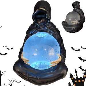 Bola de Cristal del Dios de la <span class=keywords><strong>Muerte</strong></span> - Esfera de Resina Luminosa de Halloween con Base LED, Orbe Gótico de Adivinación para Decoración Oscura <span class=keywords><strong>y</strong></span> Rituales - Product Image 2