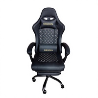 Chaise de jeu en cuir avec accoudoirs longs, hauteur réglable, inclinable et pivotante, base en acier inoxydable - Le meilleur mobilier d'intérieur