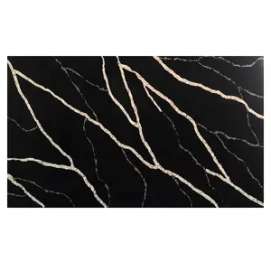 Stile moderno Nero Pietra di Quarzo Sparkle Contatore Top Nero Marquina in pietra di quarzo