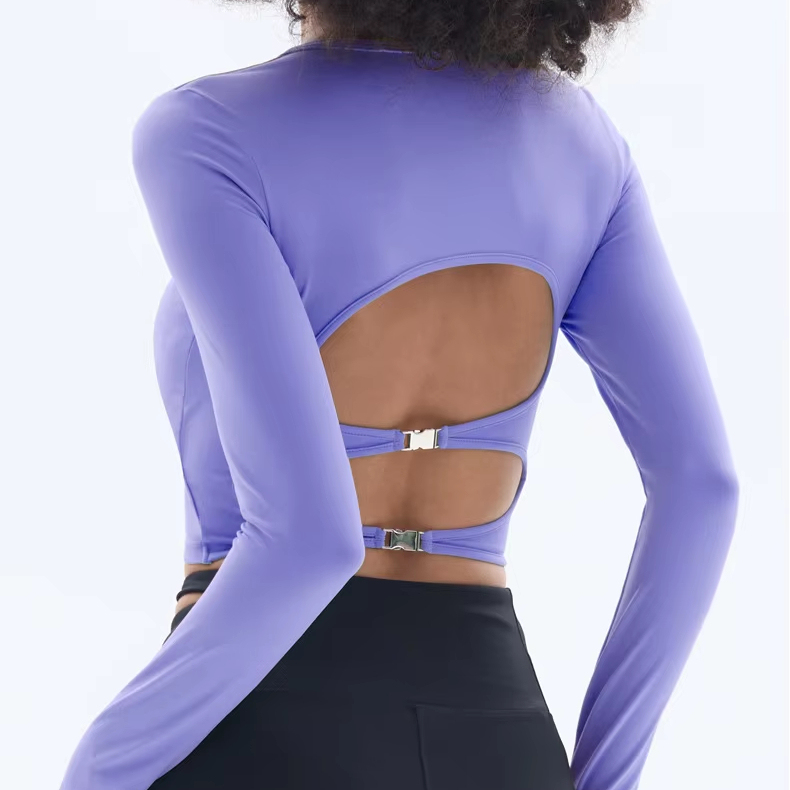 High Elastic Tight Women Backless Hollow Sexy Yoga Sports Long Sleeve T-shirt Women Slim-fit Fitness Dance Yoga Top
