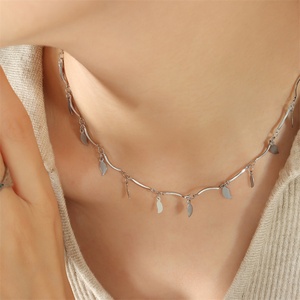 Dainty Stainless Steel Link Chain <b>Choker</b> Necklace Flower Pendant Women's Anniversary Party Gift - Product Image 5