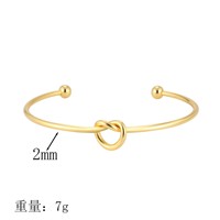Bracelet manchette en acier inoxydable 316, cœur noué ouvert, style occidental, tendance, plaqué or 18 carats, cadeau pour femme