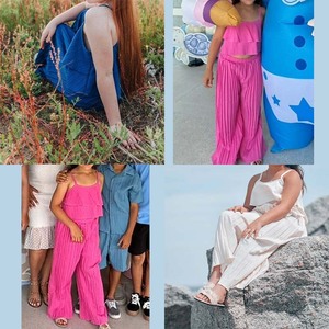 Trending Products New Arrivals Multi-Layer Cami <b>Top</b> and Pleated Wide Leg Pants Set Solid Color Girls Outfits Summer - Product Image 6