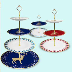 <span class=keywords><strong>Service</strong></span> de table en <span class=keywords><strong>porcelaine</strong></span> fine avec rebord doré motif rennes de Noël, assiettes en <span class=keywords><strong>porcelaine</strong></span> pour fêtes de fin d'année, hôtels et restaurants - Product Image 5
