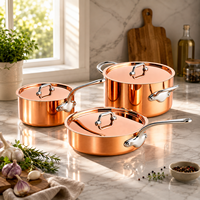 Batterie de cuisine OEM à trois plis plaquée cuivre ensemble de 6 pièces de casseroles pour la cuisine domestique