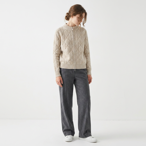 Cardigan in <span class=keywords><strong>Cashmere</strong></span> da <span class=keywords><strong>Donna</strong></span> con Zip, Collo Alto, Lavorazione a Trecce, Maglione Spesso per l'Ufficio in Inverno - Product Image 6