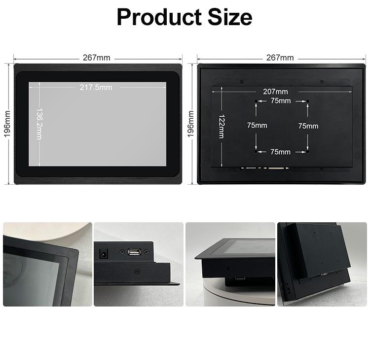 Wholesale Price 10/17 Inch Industrial Pure Flat Embedded Touch Screen PCAP EETI Capacitive Touchscreen Monitor Stock VESA Mount