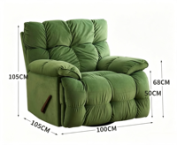 Fauteuil inclinable à bascule moderne surdimensionné avec fonctions réglables et télécommande |   Structure en fer avec revêtement en tissu pour salon |