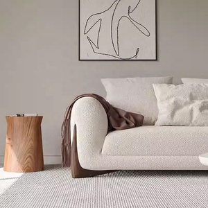 Ensemble de canapés modulaires Zayshine Nordic Modern Luxury Cream White Sherpa pour salon, en velours, 3 places, pour appartement, villa, hôtel, canapé de détente - Product Image 2