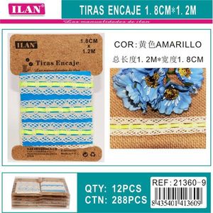 Cinturini in pizzo Ilan 1,8 cm x 1,2 m gialli per lavori artigianali - Product Image 3