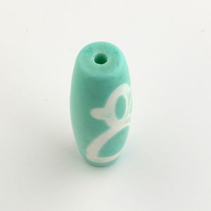 عقيق التبت الطبيعي ، إله الثروة ، حبات Dzi لصنع المجوهرات بنفسك ، حبات العقيق الأخضر بالجملة 11x30x11mm - Product Image 5