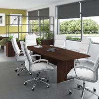 Table de conférence pour 6-8 personnes avec base en bois Bureau de conférence de 8 pieds en forme de bateau pour salles de réunion et de formation