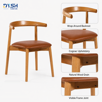 Chaise de salle à manger en chêne blanc, dossier en bois massif courbé, fauteuil en bois courbé, siège rembourré pour restaurant