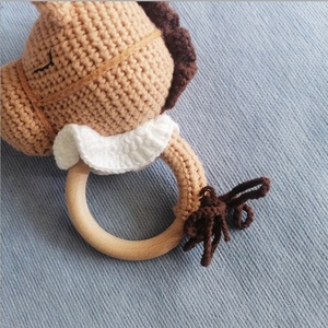Bé Rattle sợi crocheting Amigurumi động vật Rattle dệt kim Teether mọc răng Set dệt kim Ngựa đồ chơi - Product Image 3