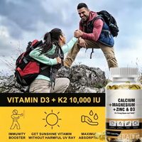 Capsules d'huile OEM Ca Mg Zn Vitamine D3 4000 50000 100000 UI – Complément articulaire et immunitaire pour le calcium osseux, le magnésium et le zinc