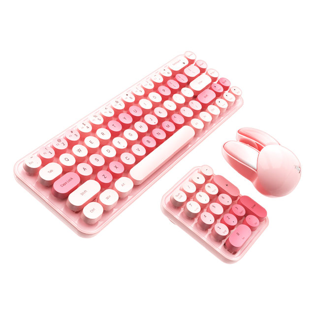 Ergonomic 2.4G Wireless Keyboard & Mouse Combo 65 Keys Gradient Color Keyboard & 1600DPI Silent Mice for Desktop/Laptop Stock