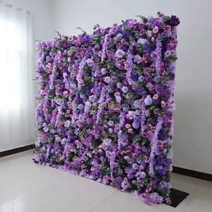 SMOOTH 8ftx 8ft Roll up Fabric Backing Purple <b>Artificial</b> <b>Flower</b> Wall Panels Backdrop Wedding Decoration <b>Flowers</b> - Product Image 1