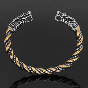 Wholesale High Quality Double Dragon Head <b>Cuff</b> <b>Bracelet</b> Jewelry Fashion Viking Nordic Twisted Open <b>Cuff</b> Bangle <b>Bracelet</b> - Product Image 3