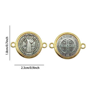 Conector de Medalla de <span class=keywords><strong>San</strong></span> <span class=keywords><strong>Benito</strong></span> Chapado en Oro y Plata de Dos Tonos, Amuleto Católico de <span class=keywords><strong>San</strong></span> <span class=keywords><strong>Benito</strong></span> - Product Image 5