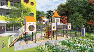 สนามเด็กเล่นกลางแจ้งสำหรับเด็ก3-12รูปแบบแอบสแตรกต์รูปนกสีส้มออกแบบได้เอง - Product Image 2