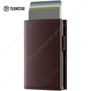 TILONSTAR TVC302P Durable Cow Design Gift Credit CardHolder Multifunctional RFID Pop up <b>Card</b> Holder Case Genuine Leather <b>Wallet</b> - Product Image 1