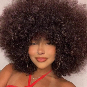 Perruques brésiliennes en cheveux Remy bouclés afro kinky, avec dentelle frontale transparente, pour femmes noires - Vente en gros - Product Image 6