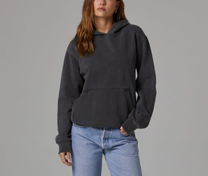 Felpe da <span class=keywords><strong>donna</strong></span> in <span class=keywords><strong>cotone</strong></span> pesante oversize con tasche a canguro felpe Pullover con cappuccio spazzolato di alta qualità da <span class=keywords><strong>donna</strong></span> - Product Image 6